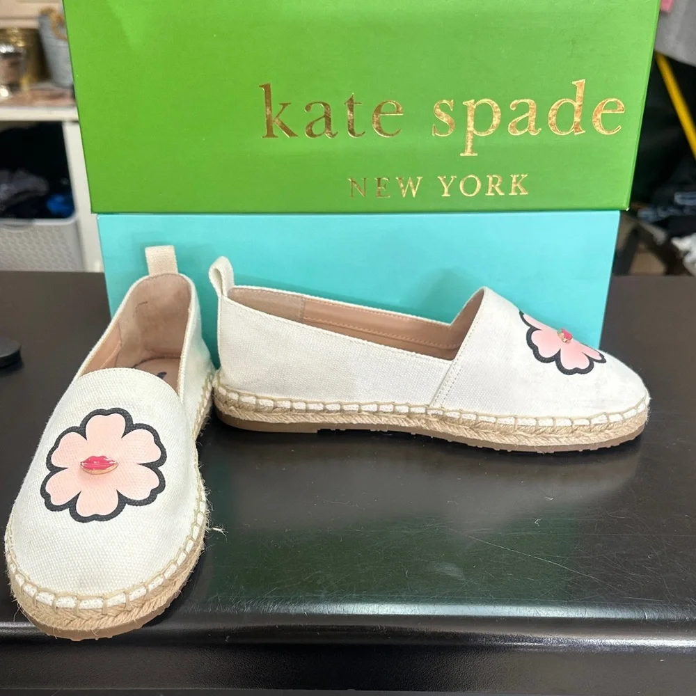 Kate Spade Cream Espadrilles with Pink Floral Design - Picture 8 of 8